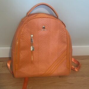 Stylish Orange Faux SnakeTextured Backpack